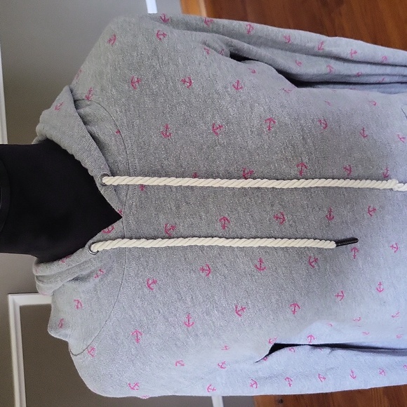 ROXY Gray & Pink Anchor Hoodie Size Medium - Picture 2 of 8
